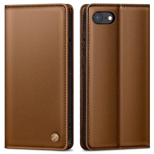 AIMOYU Handyhülle für iPhone SE Hülle,Premium Lederhülle Schutzhülle Tasche für iPhone 7 Hülle Wallet Kartenfach Standfunktion Klappbar Flip Case für iPhone 8 Hülle,Braun von AIMOYU