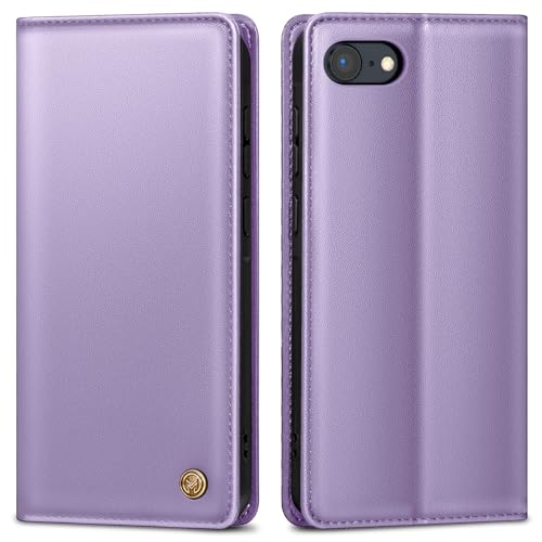 AIMOYU Handyhülle für iPhone SE Hülle,Premium Lederhülle Schutzhülle Tasche für iPhone 7 Hülle Wallet Kartenfach Standfunktion Klappbar Flip Case für iPhone 8 Hülle,Lila von AIMOYU