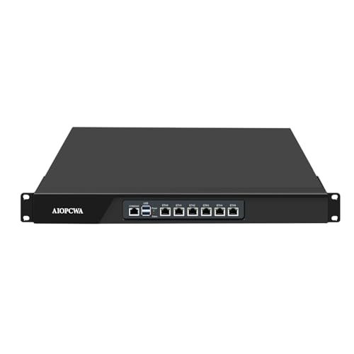 AIOPCWA 1U Firewall Appliance N305, 6X i226V 2.5GbE LAN Firewall Hardware VPN Router PC, DDR5 OPNsense Hardware 19”Rackmount for Homelab Server with VGA, SIM, Barebone, Support ODM von AIOPCWA