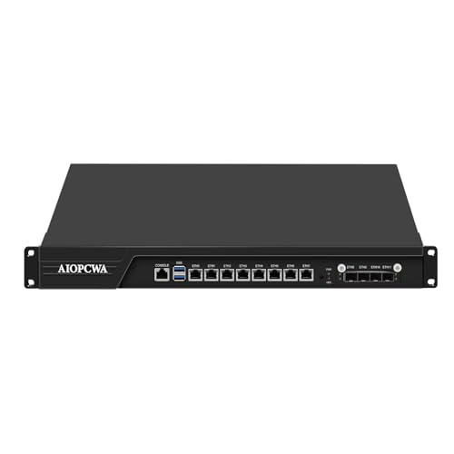 AIOPCWA 1U Firewall Hardware B150 Core i7 7700, 4 x 10Gb SFP+ LAN Firewall Appliance VPN Router PC, 32GB RAM 512GB SSD OPNsense Hardware 19”Rackmount for Homelab with VGA, SIM von AIOPCWA