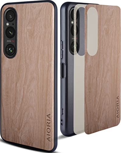 AIORIA Für Sony Xperia 1 V hülle Neue Retro-Luxus-Mikrofaser, Öko-Leder, stoßfeste, verschleißfeste Handyhülle für Sony Xperia 1 V 5G (Off White) von AIORIA