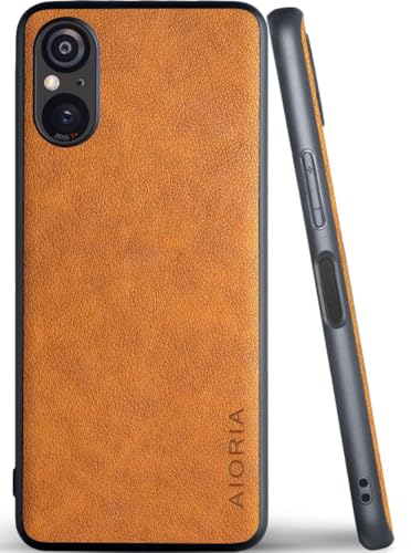 AIORIA Für Sony Xperia 5 V Premium Leder Cover Retro Design Vollständige Schutzhülle für Sony Xperia 5 V 5G (Orange) von AIORIA