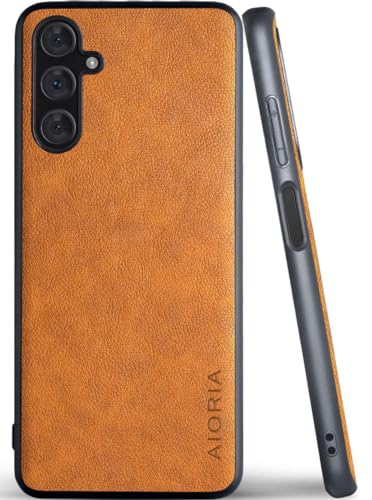 AIORIA Schutzhülle für Samsung Galaxy A15, Premium-Leder, Retro-Design, vollständige Schutzhülle für Samsung Galaxy A15 5G (Orange, A15) von AIORIA