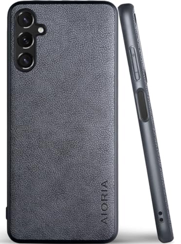 AIORIA Schutzhülle für Samsung Galaxy A25, Premium-Leder, Retro-Design, vollständige Schutzhülle für Samsung Galaxy A25 5G (Grau, A25) von AIORIA