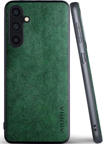 AIORIA Schutzhülle für Samsung Galaxy A35, Premium-Leder, Retro-Design, vollständige Schutzhülle für Samsung Galaxy A35 5G (Grün, A35) von AIORIA