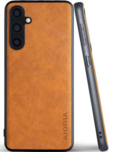 AIORIA Schutzhülle für Samsung Galaxy A35, Premium-Leder, Retro-Design, vollständige Schutzhülle für Samsung Galaxy A35 5G (Orange, A35) von AIORIA