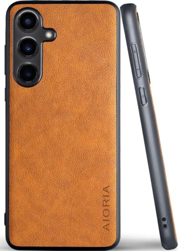 AIORIA Schutzhülle für Samsung Galaxy S25 Plus, Premium-Leder, Retro-Design, vollständige Schutzhülle für Samsung Galaxy S25 Plus 5G (Orange, S25 Plus) von AIORIA