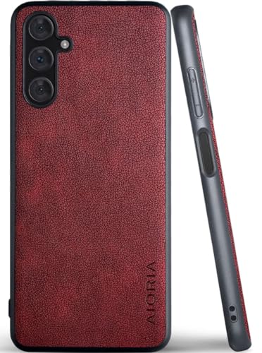 AIORIA für Samsung Galaxy A15 Premium Leder Cover Retro Design Vollständige Schutzhülle für Samsung Galaxy A15 5G (Rot, A15) von AIORIA