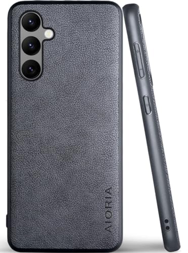 Schutzhülle für Samsung Galaxy A55, Premium-Leder, Retro-Design, vollständige Schutzhülle für Samsung Galaxy A55 5G (Grau, A55) von AIORIA