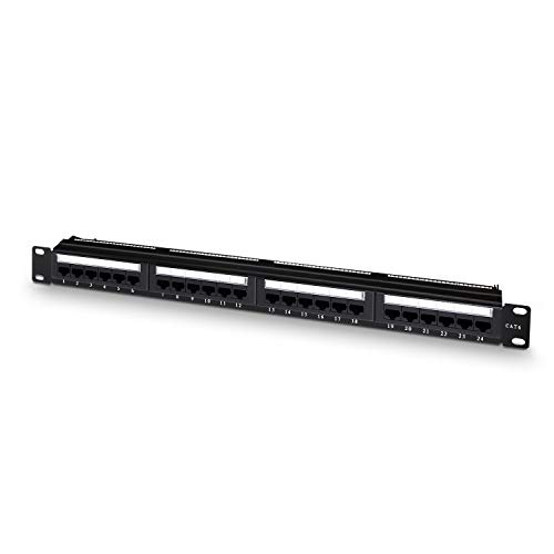 AISENS A141 – 0308 – Patchpanel 24-Port RJ45 (19, 1U, Dual IDC) schwarz von AISENS