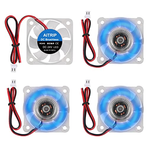 4 Stück 40mm Lüfter 24V Hydrauliklager DC bürstenloser Lüfter RGB LED 4010 40 x 40 x 10mm 0,05A für 3D-Drucker, PC, Gehäuse, CPU von AITRIP