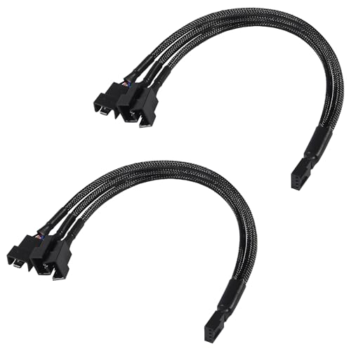 AITRIP 2Pack 3 Wege 4 Pin PWM Lüfter Splitter Kabel, 12 Zoll PC Lüfter Verlängerungskabel, CA PWM Lüfter Verlängerungskabel, für Computer ATX Gehäuse 4-Pin/3-Pin Lüfter Kabel von AITRIP