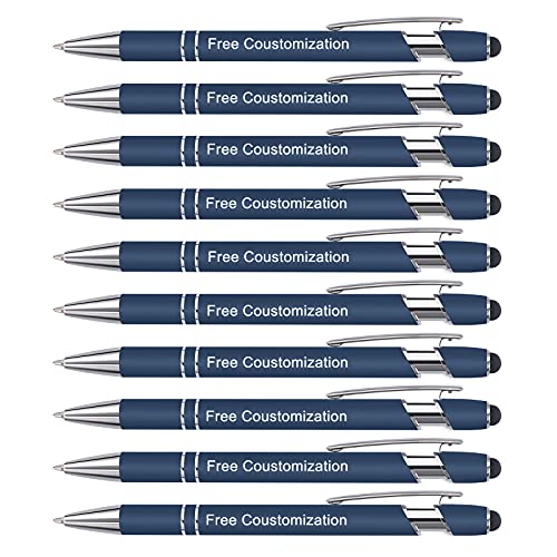 AIVYNA Gravur Stift,Kugelschreiber mit Gravur & Touch Personalisierter Kugelschreiber Werbekugelschreiber mit Wunschtext & Logo-10 Stück (Dunkelblau) von AIVYNA
