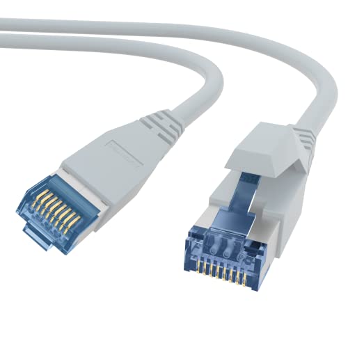 AIXONTEC 1,0 m CAT7 Ethernet Universal LAN Kabel RJ45 Profi 10 GbE Netzwerkkabel Grau 10 Gigabit Megaline F6-90 UV Beständig Cat.6A Hirose TM36 Netzwerkstecker kompatibel zu CAT.5e CAT.6 CAT 7 von AIXONTEC