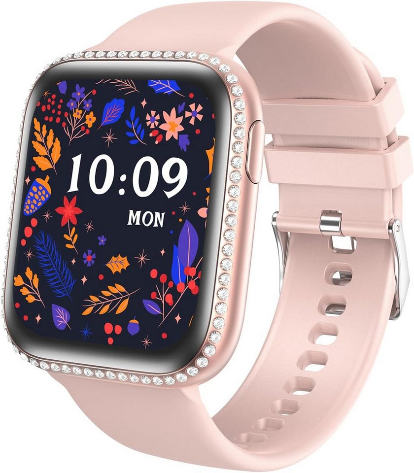 AIYAAIYA Für Damen mit Telefonfunktion AMOLED Touchscreen Smartwatch (1.75 Zoll, Android / iOS), mit Schlafmonitor Multi Trainingsmodi IP68 Wasserdicht Fitness Tracker von AIYAAIYA