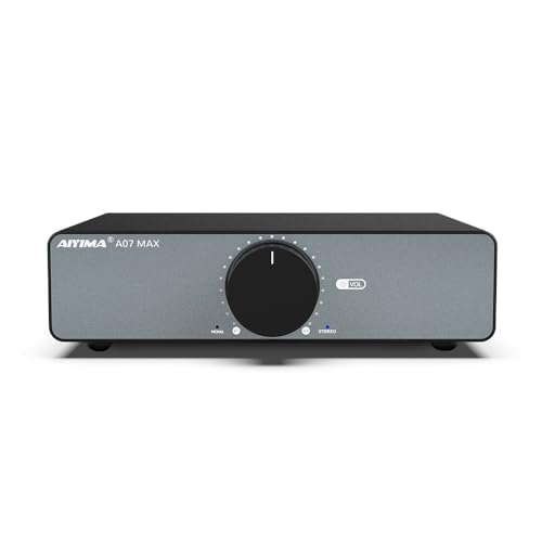 AIYIMA A07 MAX 2-Kanal-Mini-Hifi-Verstärker 300 W x 2 TPA3255 Klasse-D-Endstufe, überbrückbarer Mono-Stereo-Desktop-Verstärker 600 W mit 3,5-mm-Ausgang für Heim-Audio, passiv, mit 48 V 5 A Netzteil von AIYIMA