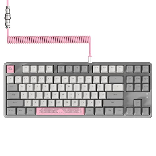 AJAZZ AK873-75% Wired Gaming Tastatur-Hot Swappable Brown Schalter Mechanische Tastatur TKL 80%-Spiral USB-C Kabel-RGB Light Up 87 Tasten PBT Keycaps-Abnehmbare Magnetic Abdeckung für PC/Mac-Darkgrey von AJAZZ