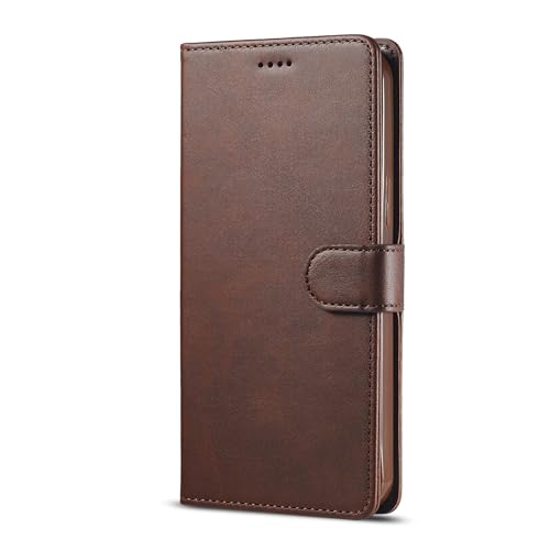 AJMIPO Lederhülle für iPhone 16/16 plus/16 pro/16 pro max, Wallet Cover mit Kartenhalter und Standfunktion, Rundumschutz Hülle (16 Plus, Braun) von AJMIPO