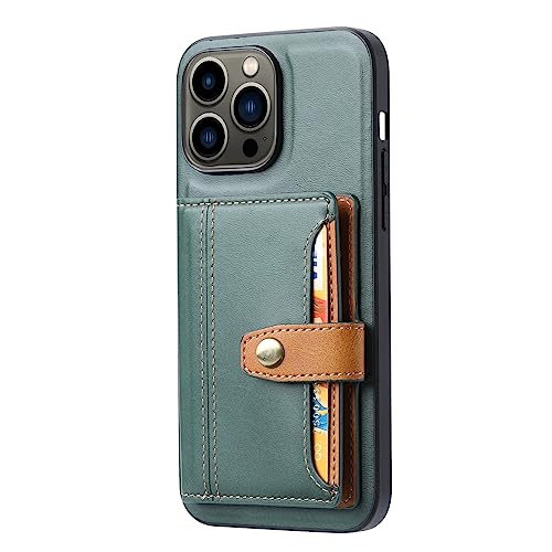 AJMIPO Schutzhülle für iPhone 16Pro Max/16Plus/15 Pro Max/15 Plus/15 Pro/15, Klappkartenhalter, Leder, schlank, stoßfest, Schwarz (15, Grün) von AJMIPO