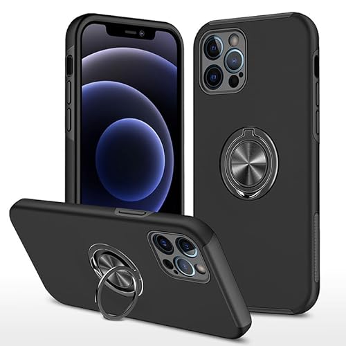 AKABEILA Hülle Kompatibel mit iPhone 12 Pro Max 6.7 Zoll Handyhülle Schutzfolie Silikon TPU Hart PC Schutzhülle mit Magnetischer Ring Halter Ständer von AKABEILA