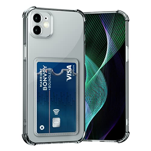 AKABEILA Hülle für iPhone 11 Schutzhülle mit Kartenfach Transparent Silikon TPU Handyhülle Dünn Weiche Stoßfest Flexibel Handy Tasche Bumper Brieftasche Case Cover 6.1" von AKABEILA