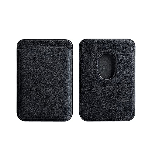 AKANTRA Alcantara Magnetische Brieftasche Kompatibel mit Apple iPhone 15/14/13/12 Serie, Handgemachte Synthetische Wildleder Kartenfach, Unterstützung Magsafe (Schwarz) von AKANTRA