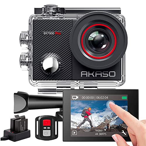 AKASO Action Cam 4K 20MP WiFi 40M Unterwasserkamera Wasserdicht Ultra HD Touchscreen Einstellbar Weitwinkel EIS Actioncam mit 2.4G Fernbedienung und 25 Zubehör Kit von AKASO