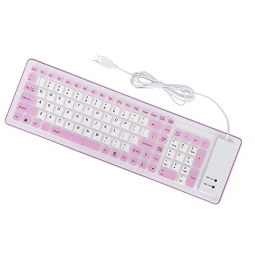 AKLOSIPY Faltbare Silikontastatur mit 03 Tasten, USB-Kabel, Leise Tastatur für PC und Laptop, Fadel Roll-Up-Design, Tragbares und Platzsparendes Faltbares Zubehör (Purple) von AKLOSIPY