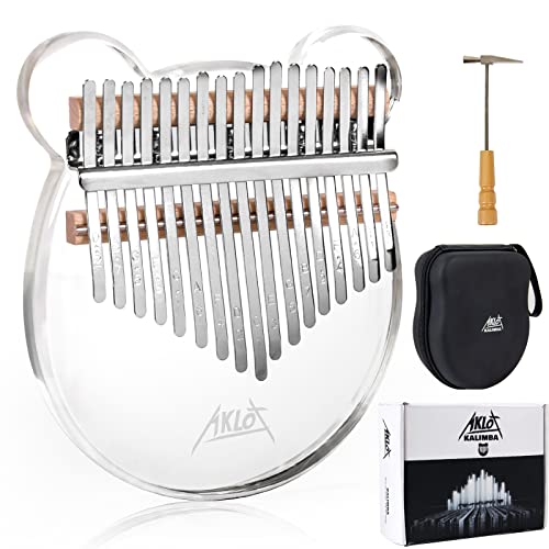 AKLOT Kalimba 17 Schlüssel Transparentes Acryl Panda Daumen Klavier Note Geschnitztes Starter Finger Piano mit Kalimba Case Tune Hammer Study Booklet Aufkleber von AKLOT