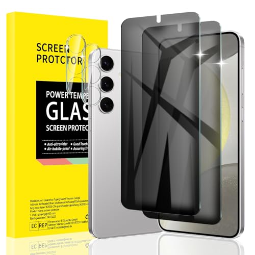 2+2 Pack Blickschutzfolie für Samsung Galaxy S25+/S25 Plus mit Kameraobjektivschutz, Anti-Spy Panzerglasfolie Zubehör, Privater Schutz, Anti-Kratzen, Hüllenfreundlich, 9H Härte von AKLPP