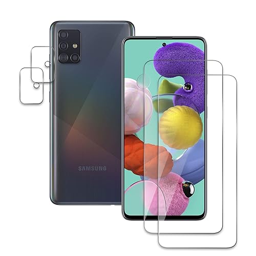 2+2 Stück Panzer Schutz Glas für Samsung Galaxy A51, 2 Stücke Schutzfolie Mit 2 Stück Kameraschutz, 9H Härte Glas Folie Displayschutz, HD Klar, Anti-Kratz, Anti-Bläschen Panzerfolie von AKLPP