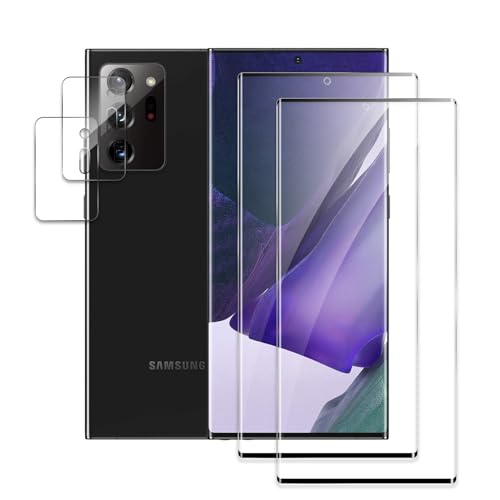 2+2 Stück Panzer Schutz Glas für Samsung Galaxy note 20 Ultra, 2 Stücke 3D Schutzfolie Mit 2 Stück Kameraschutz, 9H Härte Glas Folie Displayschutz, HD Klar, Anti-Kratz, Anti-Bläschen Panzerfolie von AKLPP