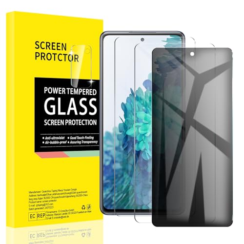 AKLPP 2 x Displayschutzfolie aus gehärtetem Glas für Samsung Galaxy S20 FE + 1 x Sichtschutz + 1 x Kameraobjektivschutz, Anti-Spionage-Zubehör, privater Schutz, kratzfest, HD, 9H Härte, von AKLPP