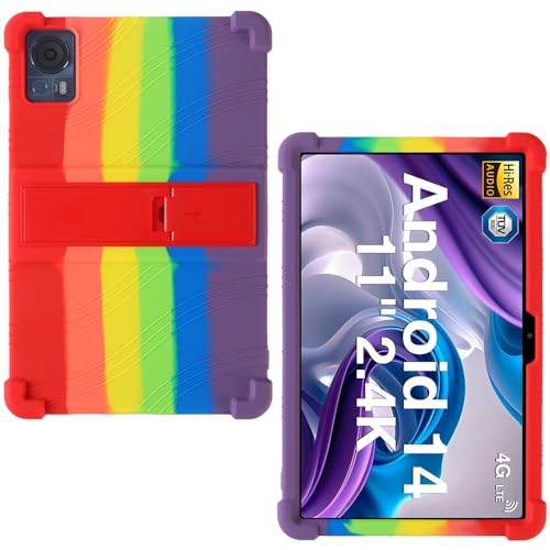 AKNICI Silikon Hülle für DOOGEE T30SE/ DOOGEE T30S/ DOOGEE T40/ DOOGEE T30 Ultra/DOOGEE T30 Pro Tablet 11 Zoll mit Integrierter Ständer, Weiches Schutzhülle Cover Case, Regenbogen von AKNICI