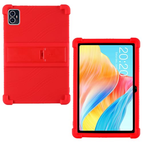 AKNICI Silikon Hülle für TECLAST M50/ TECLAST M50HD/ TECLAST M50 Pro Tablet 10 Zoll mit Integrierter Ständer, Weiches Schutzhülle Cover Case für TECLAST M50/ TECLAST M50HD/ TECLAST M50 Pro, Rot von AKNICI