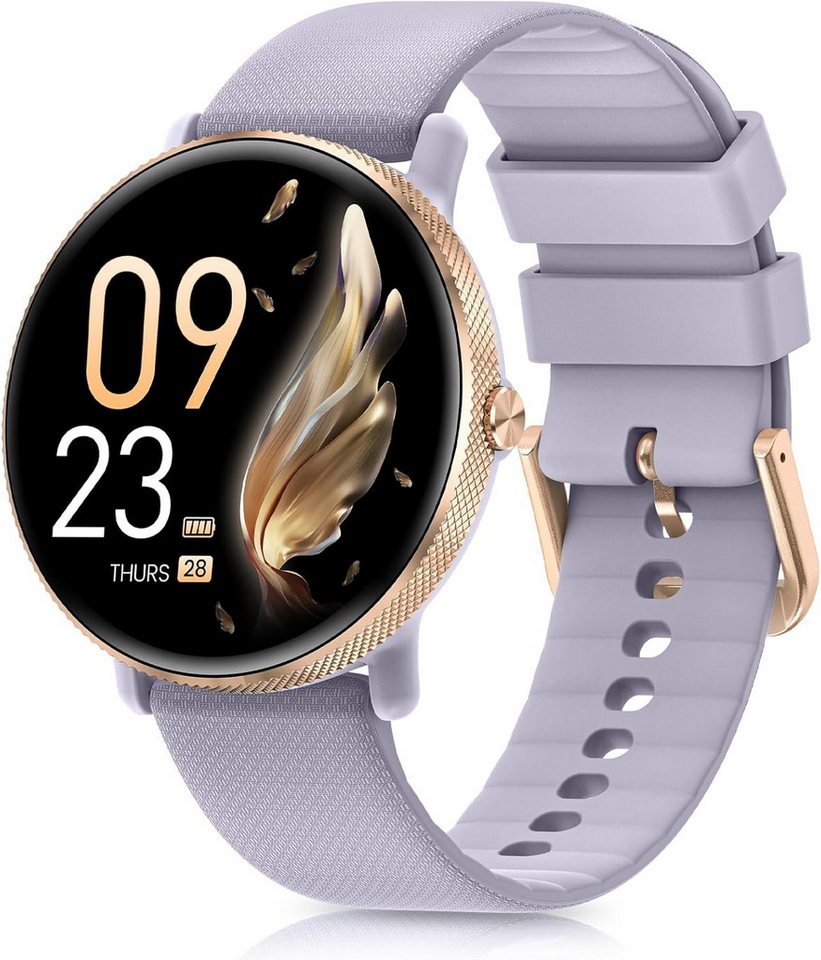 AKUMAKA 2024 Fur Damen mit Telefonfunktion Touchscreen, IP68 Schrittzähler Smartwatch (1.39 Zoll, Android / iOS), Mit 24H Pulsuhr Schlafmonitor SpO2 Menstruationszyklus 120+ Sport von AKUMAKA