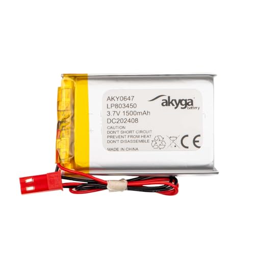 3.7V 1500mAh Batterie Akku LP803450 Lithium Polymer Akyga AKY0647 Li-Po Akku PCM JST 2-Polig Anschluss 2,54 15cm von AKYGA