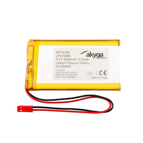 3.7V 2500mAh Batterie Akku LP475085 Lithium Polymer Akyga AKY0156 Li-Po Akku PCM JST 2-Polig Anschluss 2,54 15cm von AKYGA