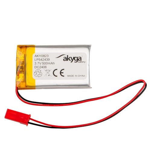 3.7V 500mAh Batterie Akku LP542439 Lithium Polymer Akyga AKY0823 Li-Po Akku PCM JST 2-Polig Anschluss 2,54 15cm von AKYGA