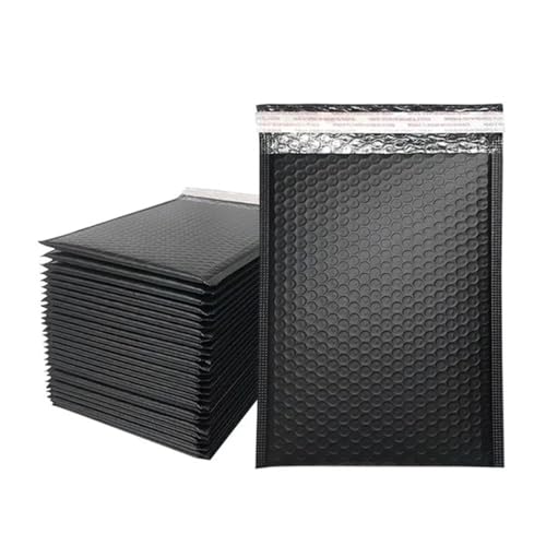 Gepolsterte Umschläge, Luftpolsterumschläge, 100 Stück, Luftpolstertaschen, gepolsterte Versandumschläge, Poly for Verpacken, selbstklebende Versandtasche, Luftpolsterpolsterung(Black,13 * 18cm) von ALANIZ