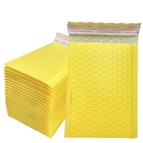 Gepolsterte Umschläge, Luftpolsterumschläge, 100 Stück, Versandpaketverpackung, Luftpolsterumschlag, Verpackungsbeutel, Umschläge for Kleinunternehmen, Versandpakete, Mailer(Yellow,13 * 15cm) von ALANIZ