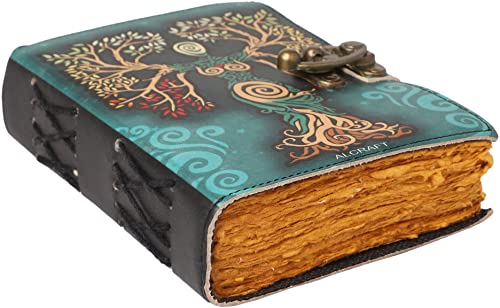 ALCRAFT Blank Spell Book of Shadows Journal with Lock Clasp Antique Handmade Deckle Edge Vintage Paper Leather Bound Journal for Women and Men |Travel Notebook for Writing von ALCRAFT