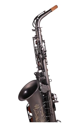 ALFAAL Gold lackiertes Saxophon Altsaxophon Instrument Black Pearl Es Professional Schwarz Nickel von ALFAAL