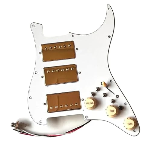 Schlagbrett-Tonabnehmer für E-Gitarre HHH Vorverdrahtetes Schlagbrett Alnico 5 Humbucker-Tonabnehmer Spulenaufteilung Multischalter Für ST-Gitarrenteile von ALFAAL