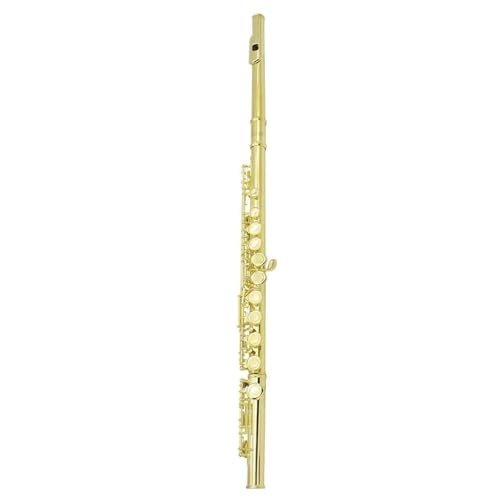 offene Flöte Farbe 16 Löcher C Key Flöte Konzert Cupronickel Querflöte Holzblasinstrument Mit Musikinstrumentenzubehör(Golden) von ALFAAL