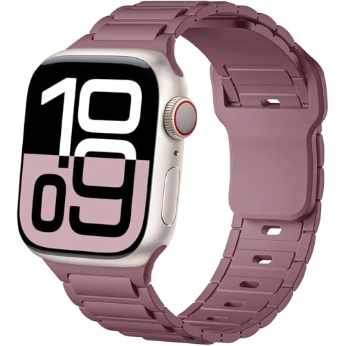 ALFARAY Silikon Armband Kompatibel mit Apple Watch 10 Armband 46mm 45mm 44mm 49mm 42mm für Herren Damen, Alpine Ocean Sportarmband für iWatch Series 10 9 8 7 SE 6 5 4 3 2 1 Ultra 2 1, Rauchviolett von ALFARAY