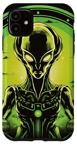 Hülle für iPhone 11 Niedlicher grüner Alien-Kopf UFO Space Face || Alien von ALIEN theme