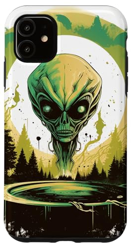 Hülle für iPhone 11 Niedlicher grüner Alien-Kopf UFO Space Face || Alien von ALIEN theme