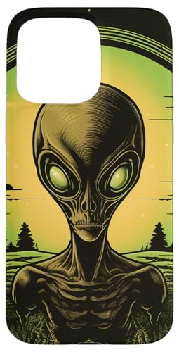 Hülle für iPhone 15 Pro Max Niedlicher grüner Alien-Kopf UFO Space Face || Alien von ALIEN theme