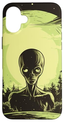 Hülle für iPhone 16 Plus Niedlicher grüner Alien-Kopf UFO Space Face || Alien von ALIEN theme